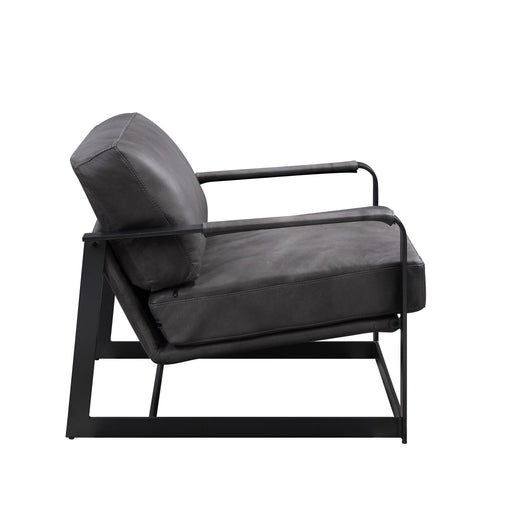Locnos - Accent Chair - Gray Top Grain Leather & Black - R&R Furniture Gallery (Fountain Valley, CA)