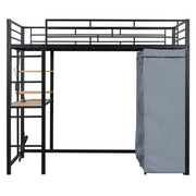 Loft Bed With Desk, Shelves, Power Outlet, LED Light And Wardrobe - R&R Furniture Gallery (Fountain Valley, CA)
