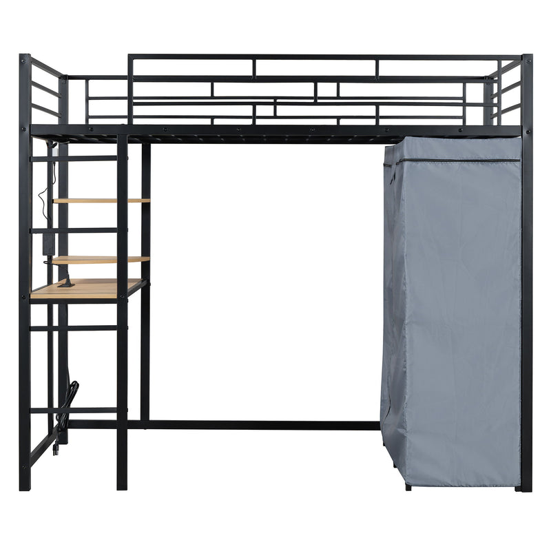 Loft Bed With Desk, Shelves, Power Outlet, LED Light And Wardrobe - R&R Furniture Gallery (Fountain Valley, CA)