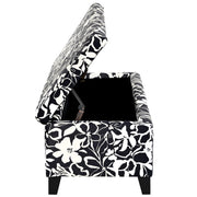 Luxury Storage Ottoman With Floral Patterned Fabric, Soft-Close Hinges, Multi Functional - R&R Furniture Gallery (Fountain Valley, CA)