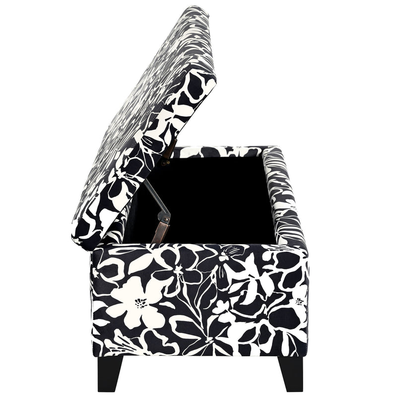 Luxury Storage Ottoman With Floral Patterned Fabric, Soft-Close Hinges, Multi Functional - R&R Furniture Gallery (Fountain Valley, CA)