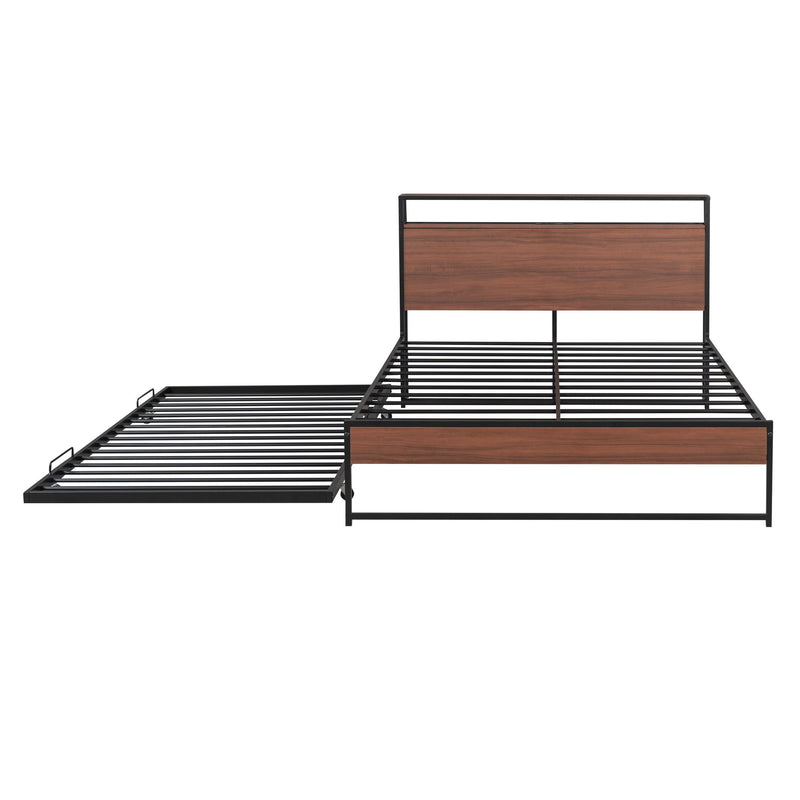 Platform Bed Frame With Trundle, USB Ports And Slat Support, No Box Spring Needed - R&R Furniture Gallery (Fountain Valley, CA)