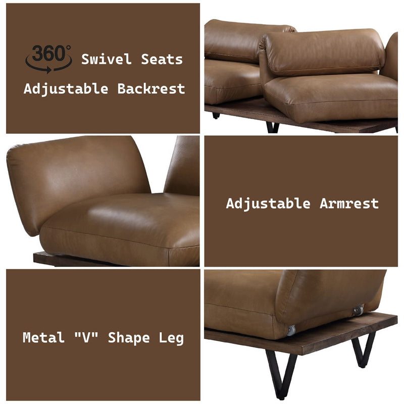 Narech - Sofa With Swivel - Nutmeg Top Grain Leather - R&R Furniture Gallery (Fountain Valley, CA)