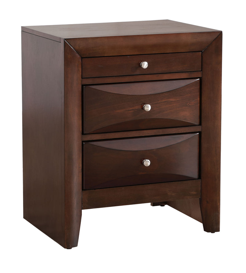 Glory Furniture Marilla Cappuccino accent nightstand with a sleek, modern design and a single drawer for bedroom storage.