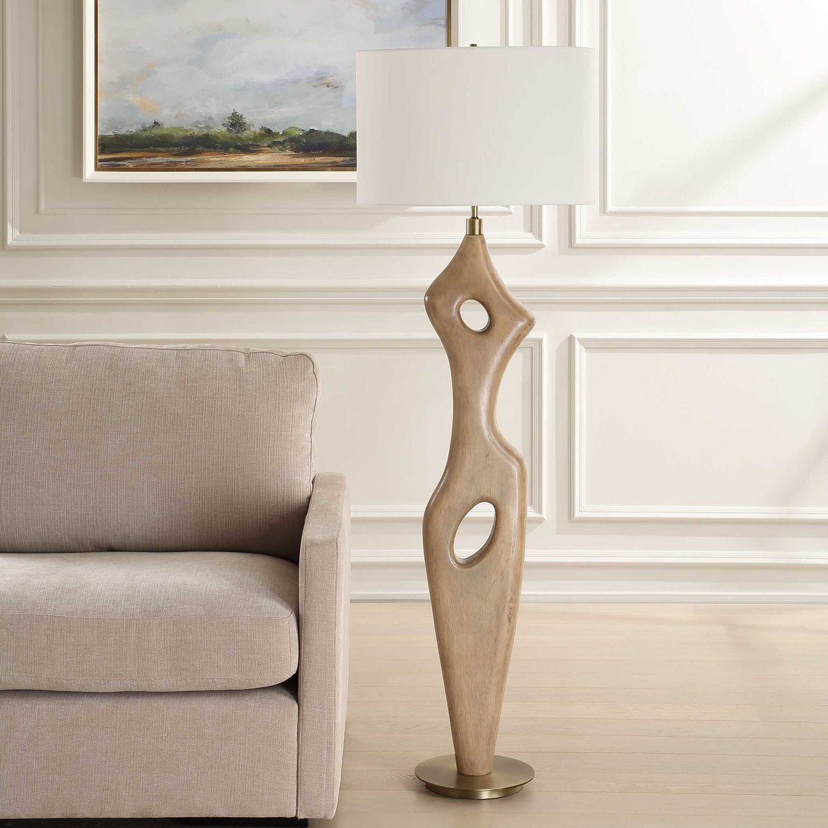 Almyra - Solid Wood Floor Lamp - Light Brown