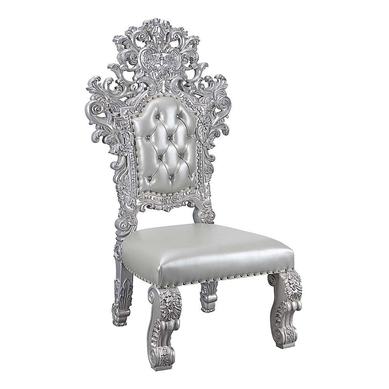 Valkyrie - Side Chair (Set of 2) - Synthetic Leather & Antique Platinum - R&R Furniture Gallery (Fountain Valley, CA)