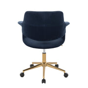 Lumi Source Vintage Flair mid century modern office desk chair with wooden armrests and black cushioned seat.