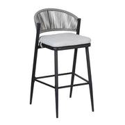Outdoor Bar Height Metal Frame Counter Stools With Scallop Shaped Backrest & Water Resistant Cushions - R&R Furniture Gallery (Fountain Valley, CA)
