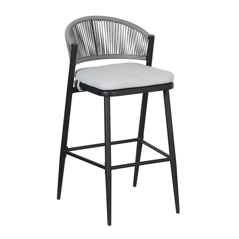 Outdoor Bar Height Metal Frame Counter Stools With Scallop Shaped Backrest & Water Resistant Cushions - R&R Furniture Gallery (Fountain Valley, CA)