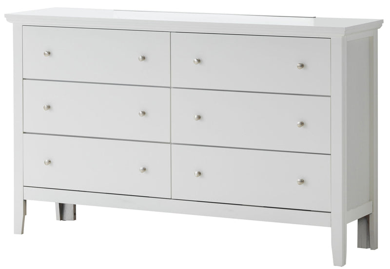 Glory Furniture Primo dresser with multiple drawers and wood finish, showcasing a modern bedroom storage solution.