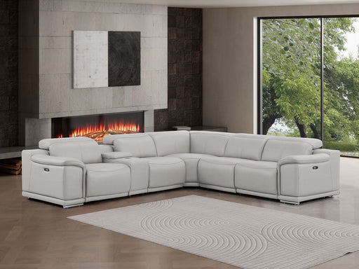 2679 - 6-Piece L-Shaped Power Reclining Sectional In Genuine Leather (3 Recliners) - R&R Furniture Gallery (Fountain Valley, CA)