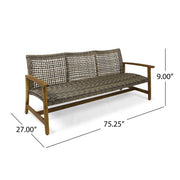 Outdoor 3 Seater Sofa With Rattan Cover - Gray - R&R Furniture Gallery (Fountain Valley, CA)