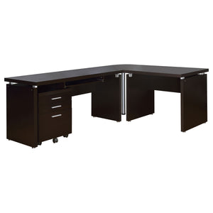 Ulloa - L Shape Desk With Mobile File Cabinet - Cappuccino