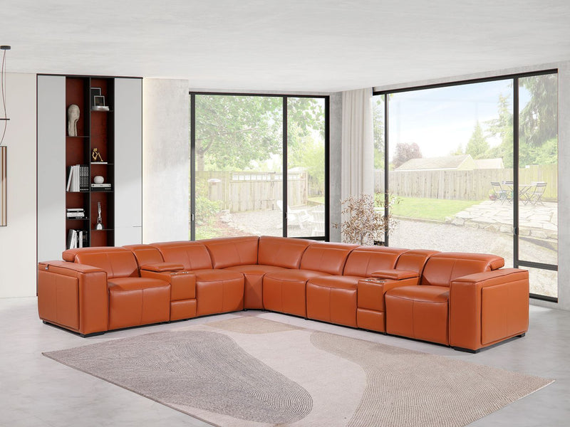 1224 - 8-Piece L-Shaped Sectional Sofa In With 4 Power Recliners & Power Headrests - R&R Furniture Gallery (Fountain Valley, CA)