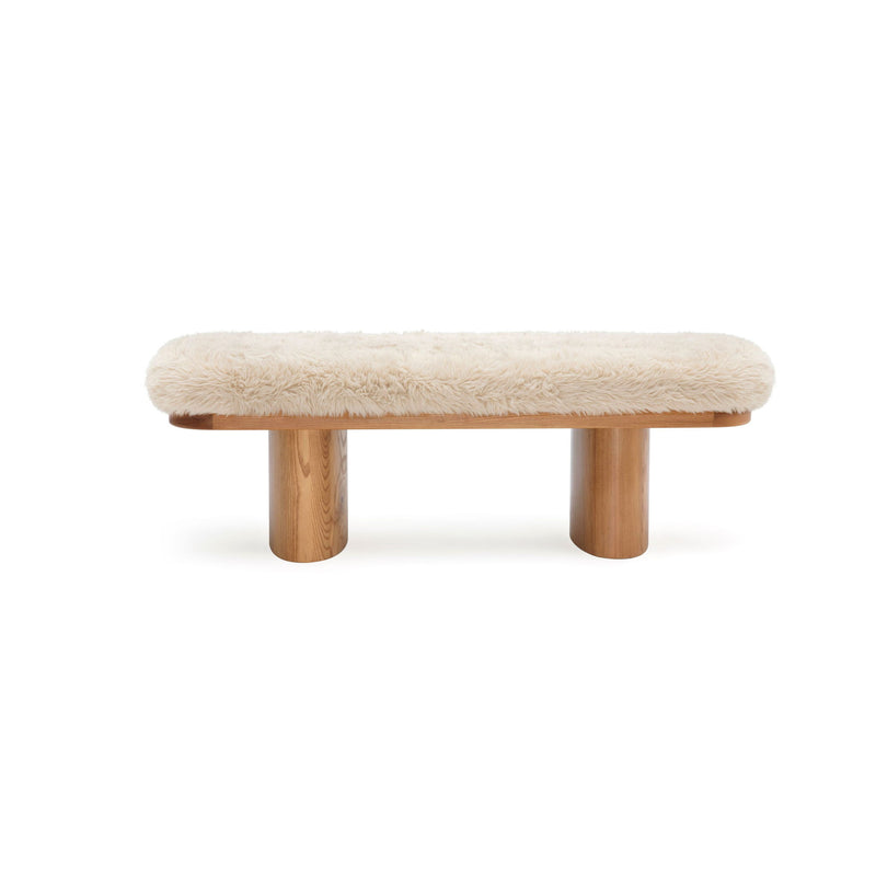 Upholstered Ollie Straight Bench by TOV Furniture with cushioned seat and sleek modern design, ideal for living room or entryway.