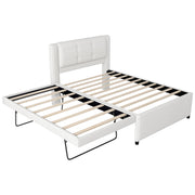 Upholstery Platform Bed With Trundle, Trundle Can Be Flat Or Erected - R&R Furniture Gallery (Fountain Valley, CA)