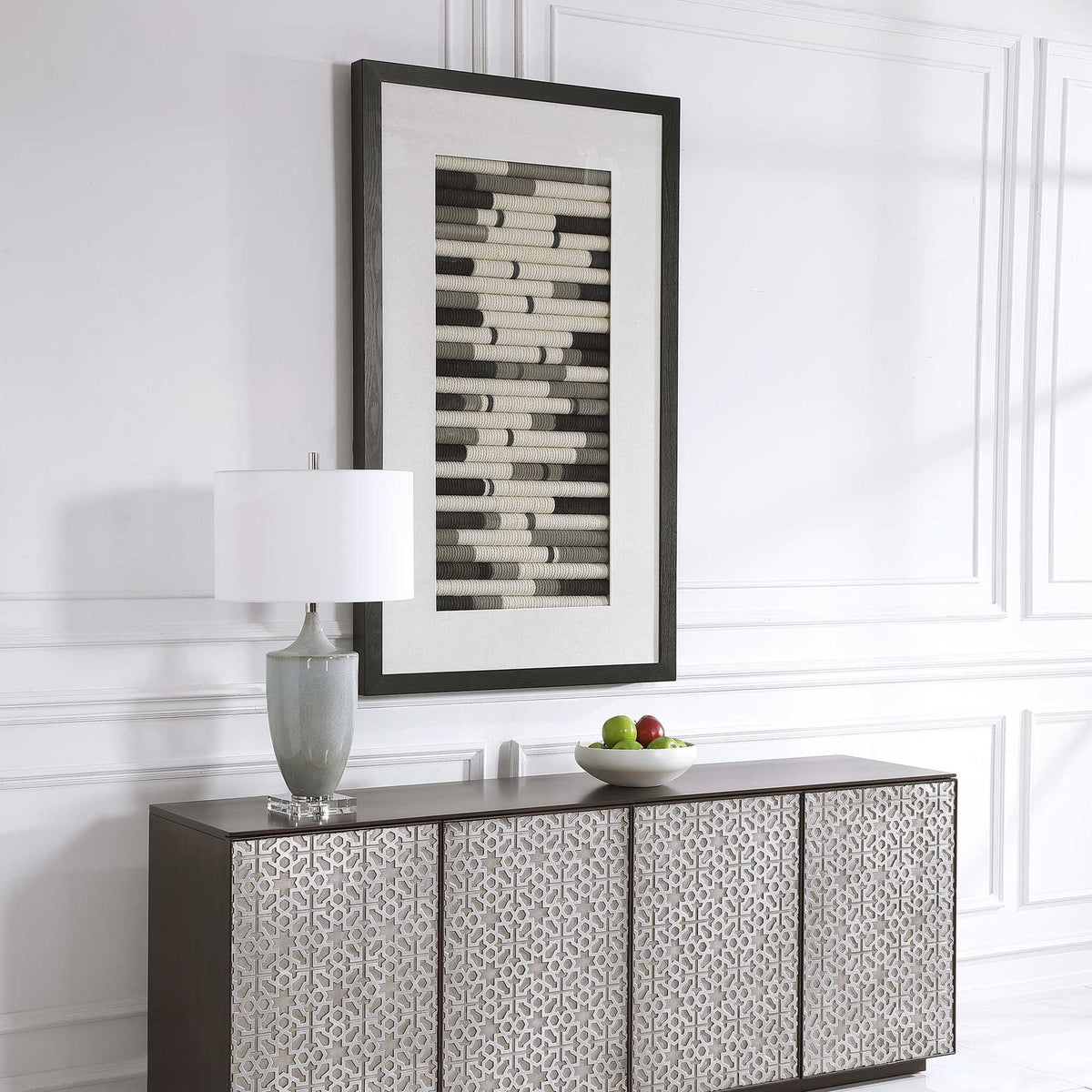 Flaxen Scroll - Shadow Box - Black / Blue / White