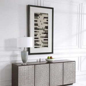 Flaxen Scroll - Shadow Box - Black / Blue / White