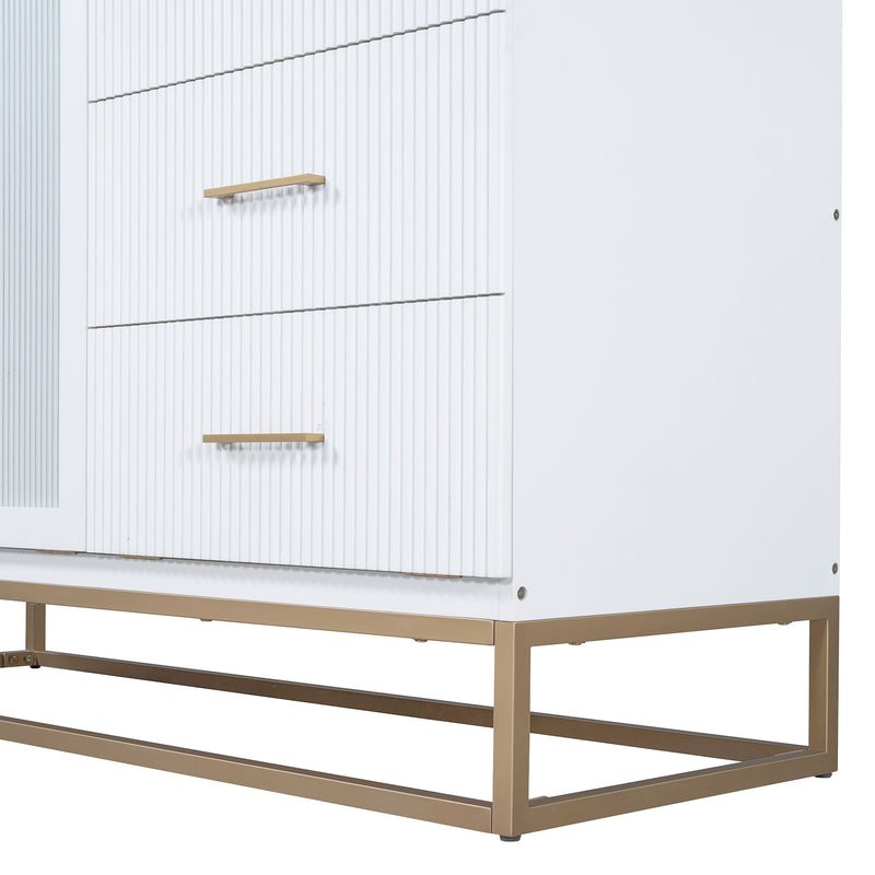 Murphy Bed With Frosted Glass Doors Design, Fake Drawers, Metal Legs - R&R Furniture Gallery (Fountain Valley, CA)