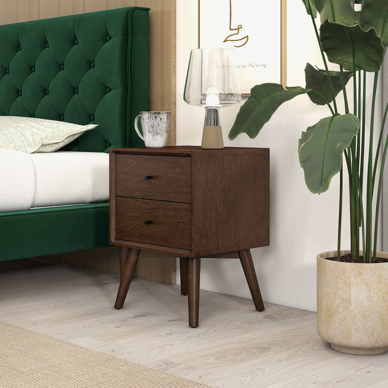 Caroline - Mid-Century Modern Style Night Stand 2 Drawer - R&R Furniture Gallery (Fountain Valley, CA)