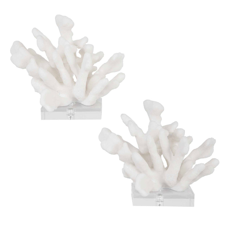 White Uttermost Charbel bookends set of 2, decorative metal bookends with a sleek, modern design for holding books.