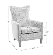 Uttermost Kiango animal pattern armchair with light brown upholstery, showcasing a stylish and comfortable design.