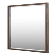 ACME Zoey brown oak mirror with a sleek rectangular frame, reflecting a modern and elegant decor style.