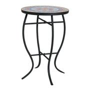 Outdoor Round Side Table With Mosaic Style Top And Curved Iron Legs - R&R Furniture Gallery (Fountain Valley, CA)