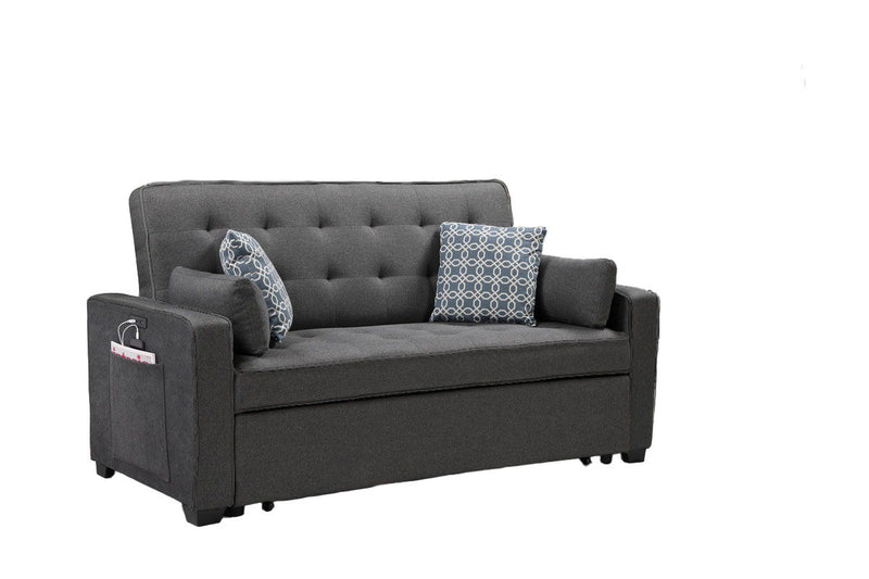 William - Sleeper Sofa With 2 USB Charging Ports And 4 Accent Pillows - Gray - R&R Furniture Gallery (Fountain Valley, CA)
