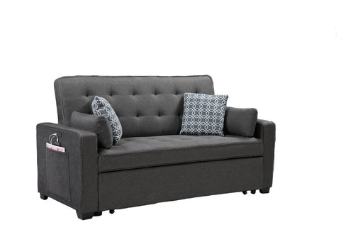 William - Sleeper Sofa With 2 USB Charging Ports And 4 Accent Pillows - Gray - R&R Furniture Gallery (Fountain Valley, CA)