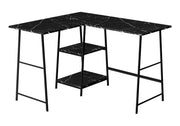 Computer Desk, Home Office, Corner, Storage Shelves, L Shape, Work, Laptop, Marble Look Laminate, Contemporary, Modern - R&R Furniture Gallery (Fountain Valley, CA)
