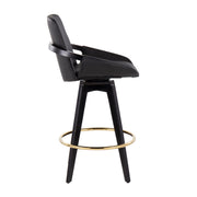 Lumi Source Cosmo contemporary fixed height counter stools set of 2 with swivel and round footrest, featuring modern design and wood accents.