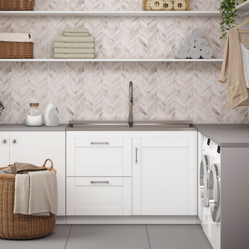 Shaker - Modern Wide Laundry Cabinet With Faucet And Sink - White - R&R Furniture Gallery (Fountain Valley, CA)