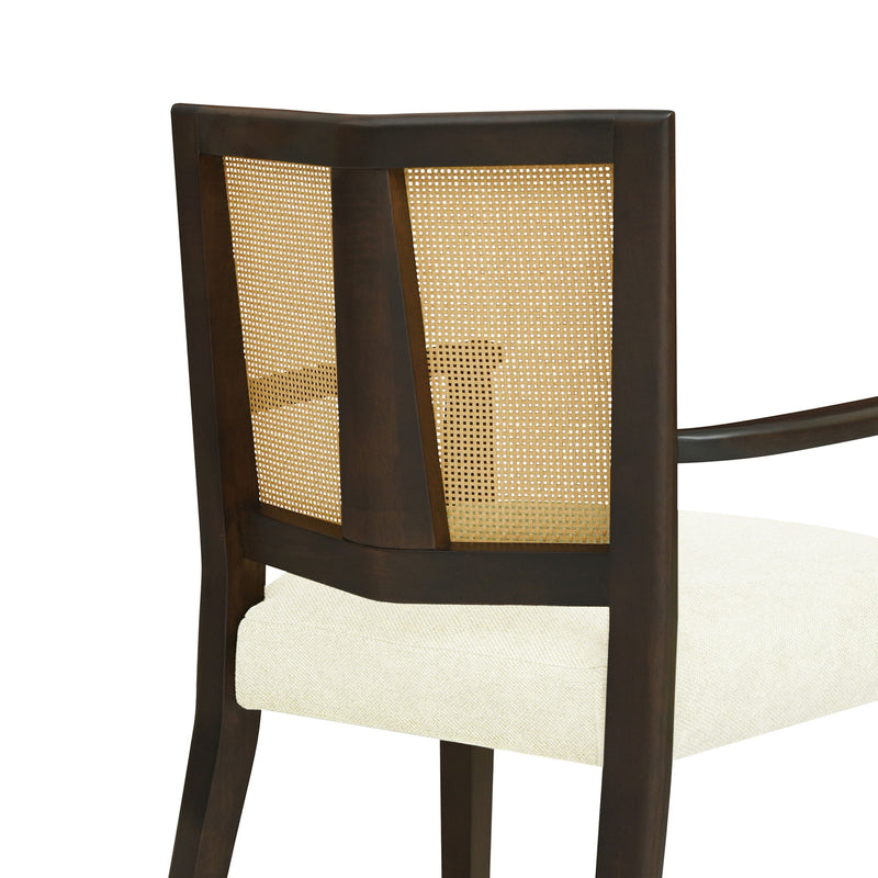 Mid Century Modern Arm Dining Chair Set With Rattan Backrest - R&R Furniture Gallery (Fountain Valley, CA)