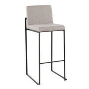 Lumi Source Fuji high back barstool from contemporary stool set, featuring an elegant design with wooden legs and a cushioned seat.