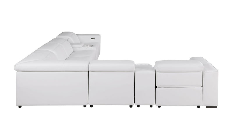 1208 - 8 Piece L Shaped Leather Sectional With 3 Power Recliners & Power Headrests