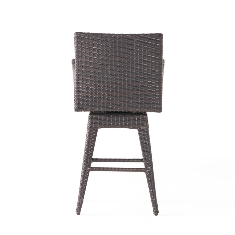 Outdoor Modern Rattan Swivel Barstool With Tapered Legs - Beige / Multibrown - R&R Furniture Gallery (Fountain Valley, CA)