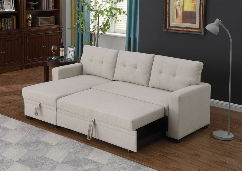 Upholstered Pull Out Sectional Sofa With Chaise - R&R Furniture Gallery (Fountain Valley, CA)
