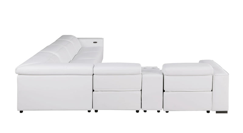1208 - 7 Piece L-Shaped Leather Reclining Sectional With 4 Power Recliners