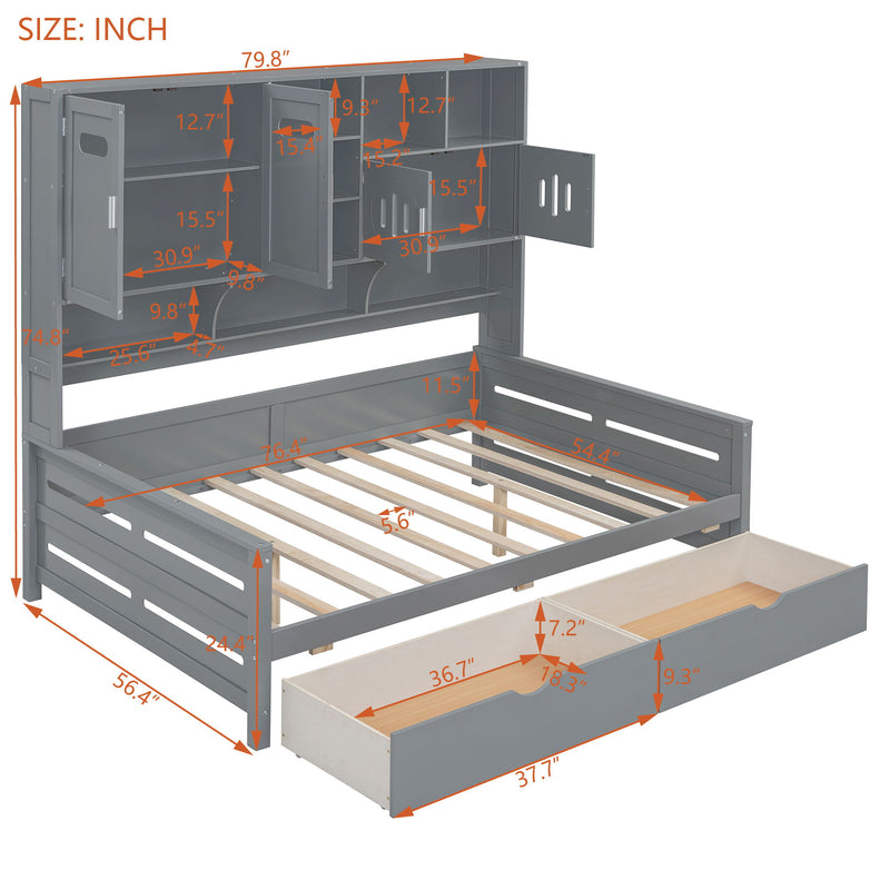 Daybed With All-In-One Cabinet And Shelf - R&R Furniture Gallery (Fountain Valley, CA)