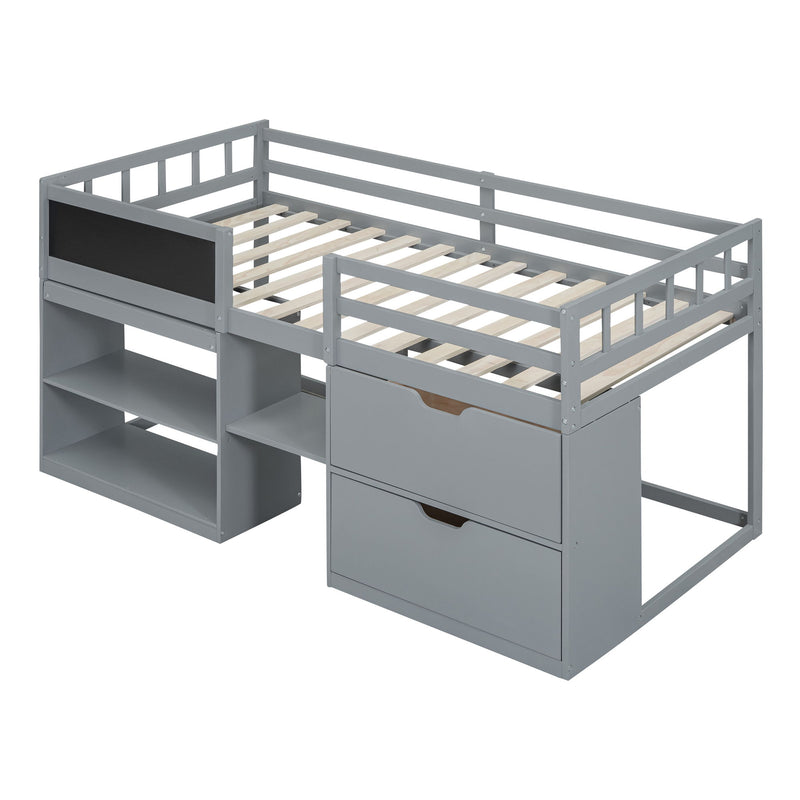 Low Loft Bed With Rolling Desk, Shelf And Drawers - R&R Furniture Gallery (Fountain Valley, CA)