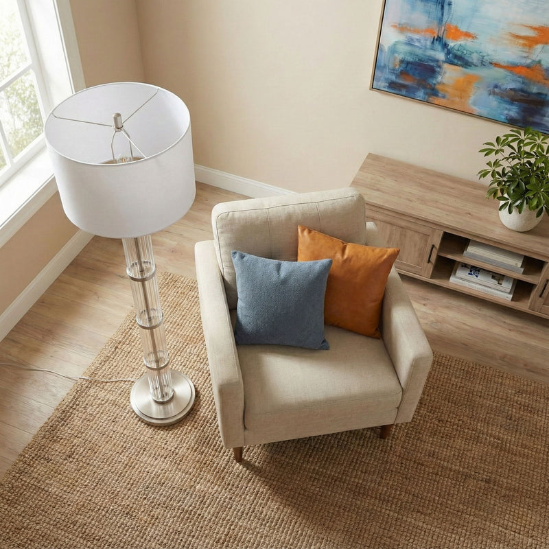 Nimbus - Floor Lamp With 3 Way Rotary Switch Clear Body Base - Silver Gray / White - R&R Furniture Gallery (Fountain Valley, CA)