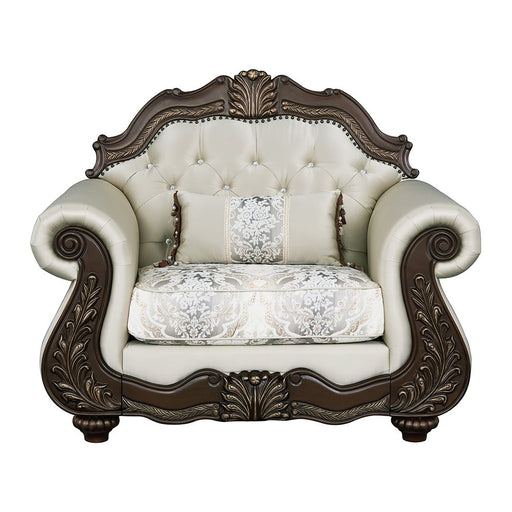 Pierce - Chair With Pillow - Beige Fabric & Cherry - R&R Furniture Gallery (Fountain Valley, CA)