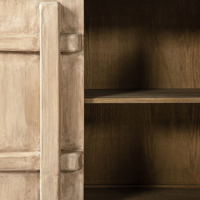 Jennifer Taylor Home Rowan 2-door accent cabinet in natural wood finish, featuring sleek design and storage space.