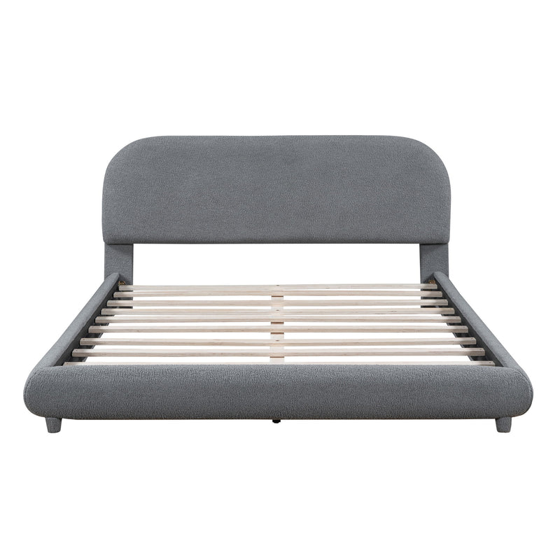 Upholstered Platform Bed With Thick Solid Frame And Stylish Curve-Shaped Design - R&R Furniture Gallery (Fountain Valley, CA)