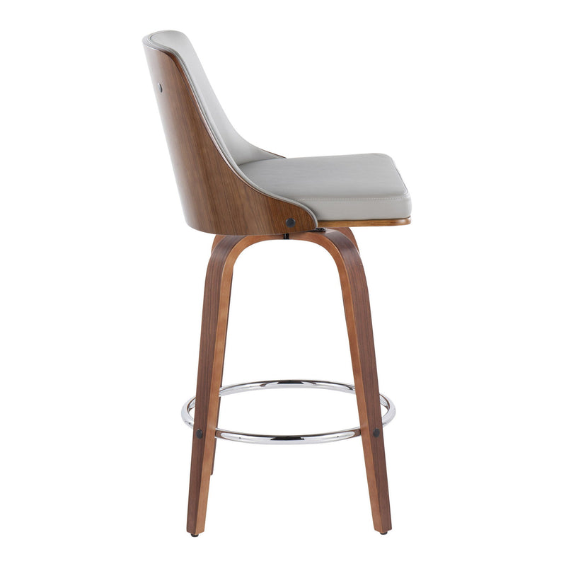 Set of two Lumi Source Gianna mid-century modern fixed height stools with swivel, round footrest, and stylish design.