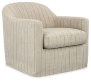Valwick - Swivel Accent Chair - Cream / Brown - R&R Furniture Gallery (Fountain Valley, CA)
