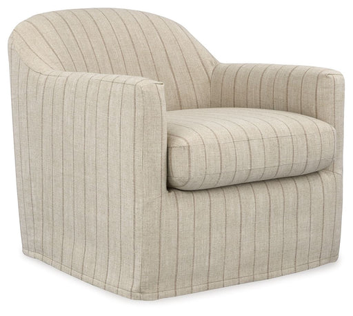 Valwick - Swivel Accent Chair - Cream / Brown - R&R Furniture Gallery (Fountain Valley, CA)