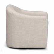 TOV Furniture Thao swivel chair with modern design, featuring a cushioned seat, metal base, and sleek black upholstery.