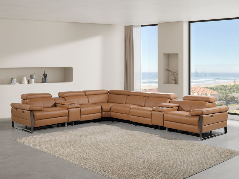 1246 - 8-Piece L-Shaped Modular Power Reclining Sectional With 3 Power Recliners And Power Headrests - R&R Furniture Gallery (Fountain Valley, CA)